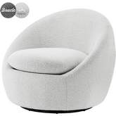 Adelmo Swivel Accent Chair in Boucle Beige Fabric